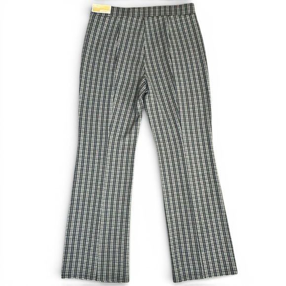 Michael Michael Kors Houndstooth Flare Pull-On Pants Stretchy L Black White NWT - Picture 4 of 9